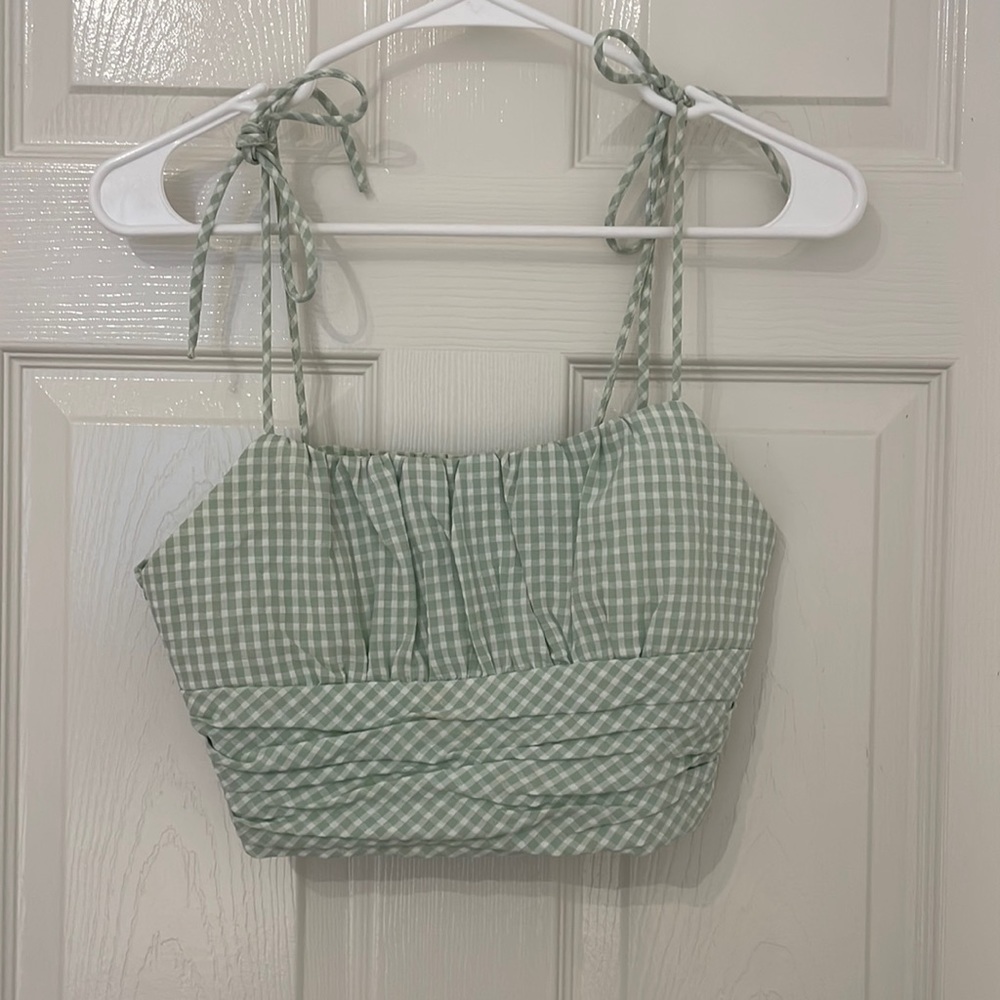 Blanknyc top - green and white. Size small